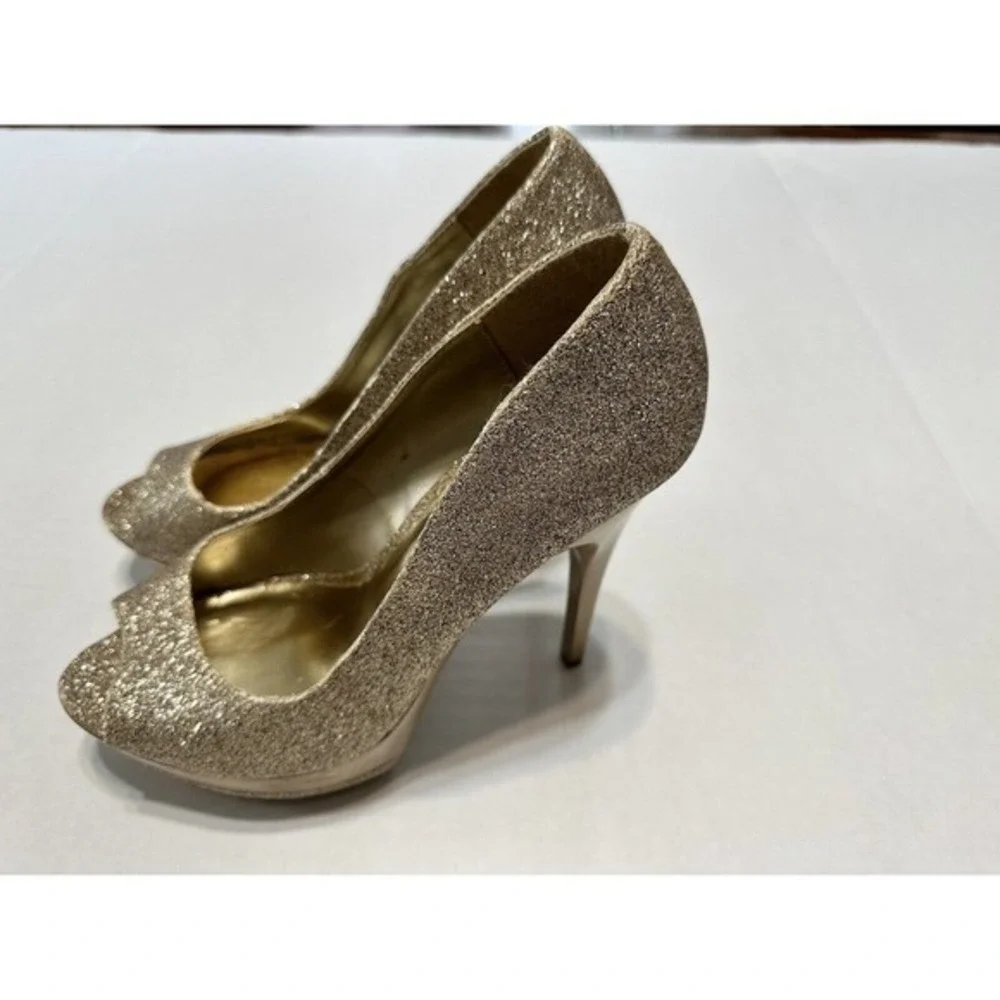 Dream pairs Women's‎ High Heel stileto open toe Gold Glittery Size 8